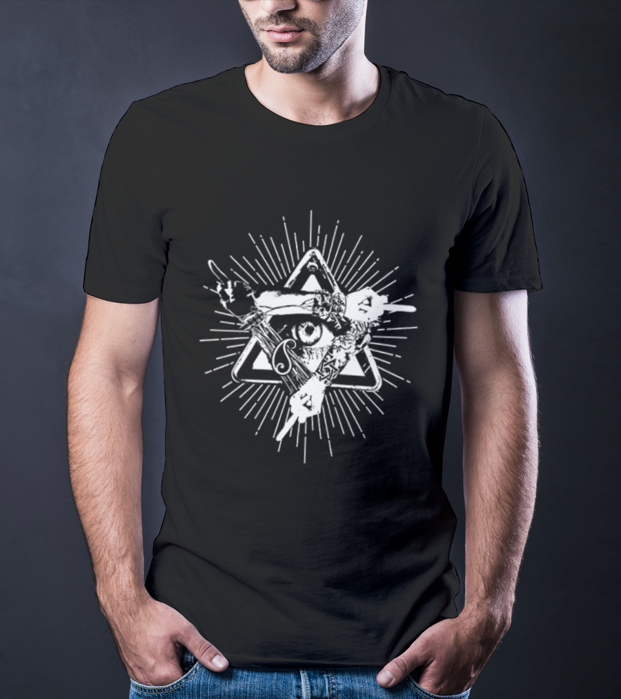 Invisible All Seeing Eye Illuminati Pyramid With Radiant Angel Amidst Stars And Numbers 369 Symbolism T-Shirt