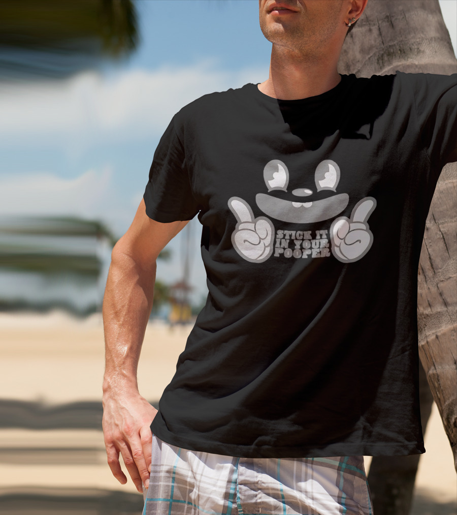 Stick It In Your Pooper Rubber Hose Style Cartoon Face T-Shirt