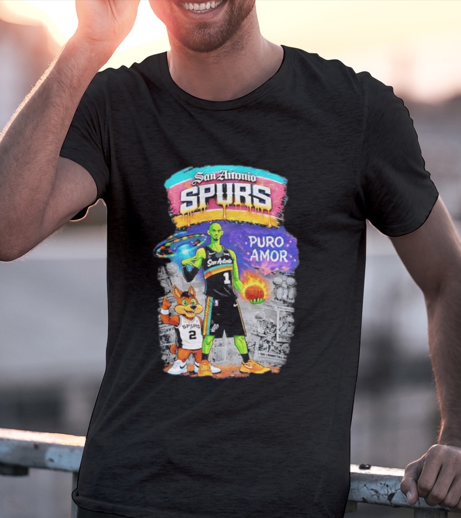 San Antonio Spurs Alien Basketball Puro Amor Fiesta Vibes T-Shirt