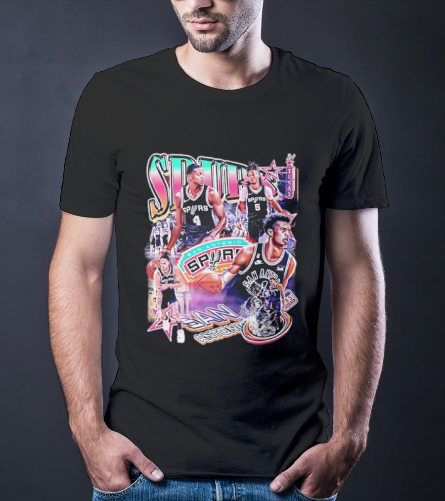 Spurs San Antonio Texas Basketball Players Collage T-Shirt