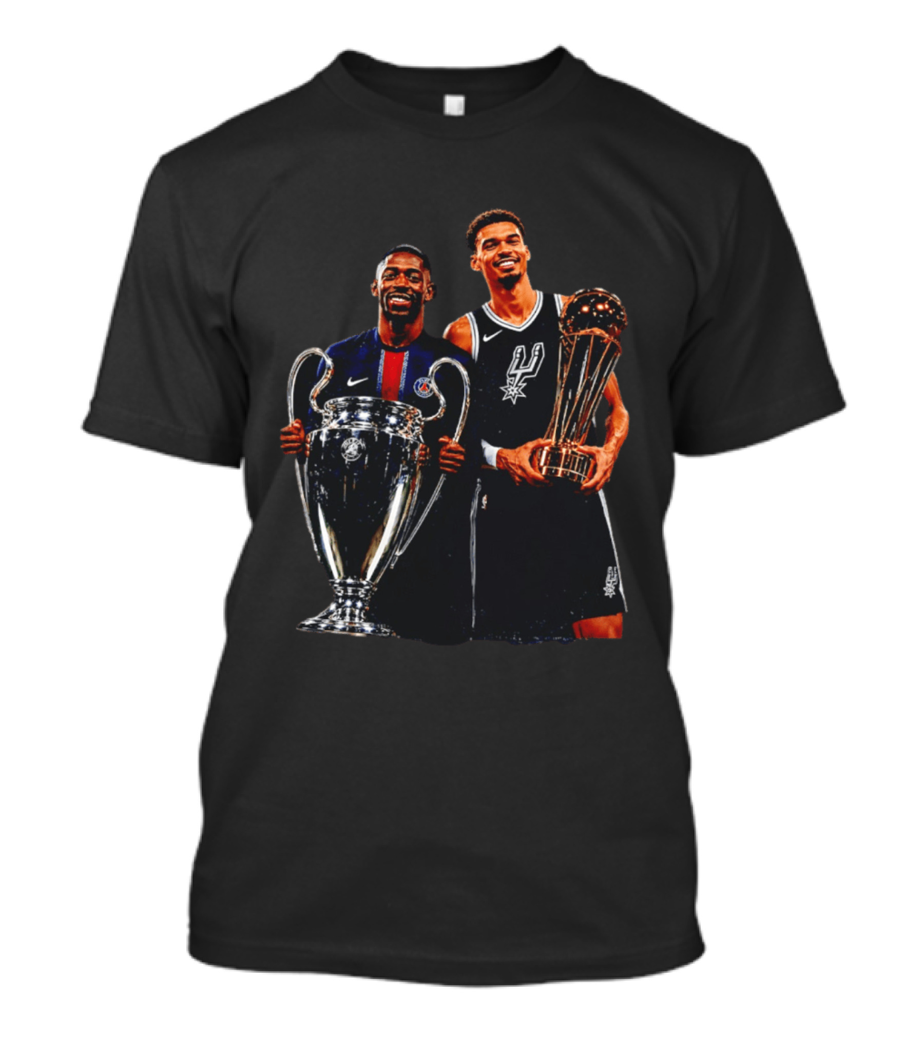 Ousmane Dembele PSG UEFA Champions League Victor Wembanyama San Antonio Spurs NBA Trophy T-Shirt