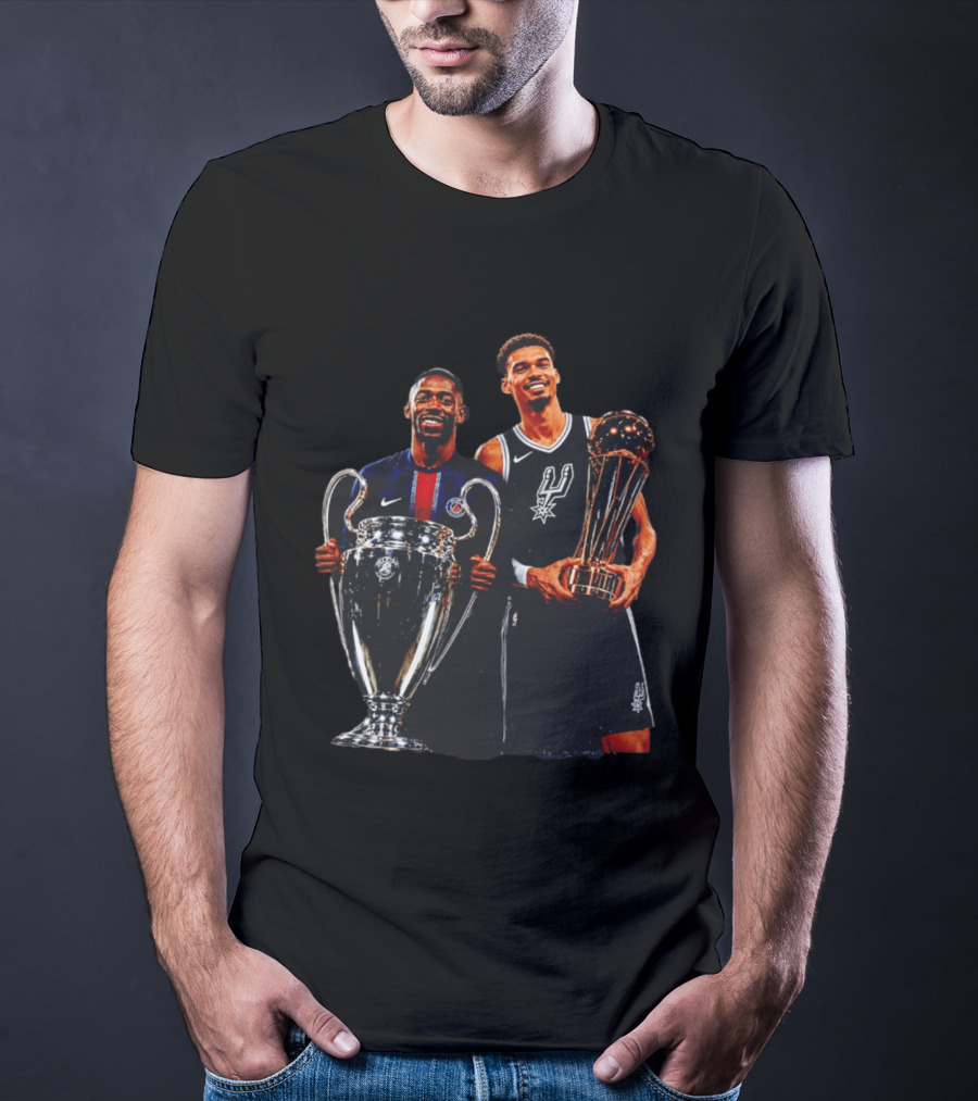 Ousmane Dembele PSG UEFA Champions League Victor Wembanyama San Antonio Spurs NBA Trophy T-Shirt