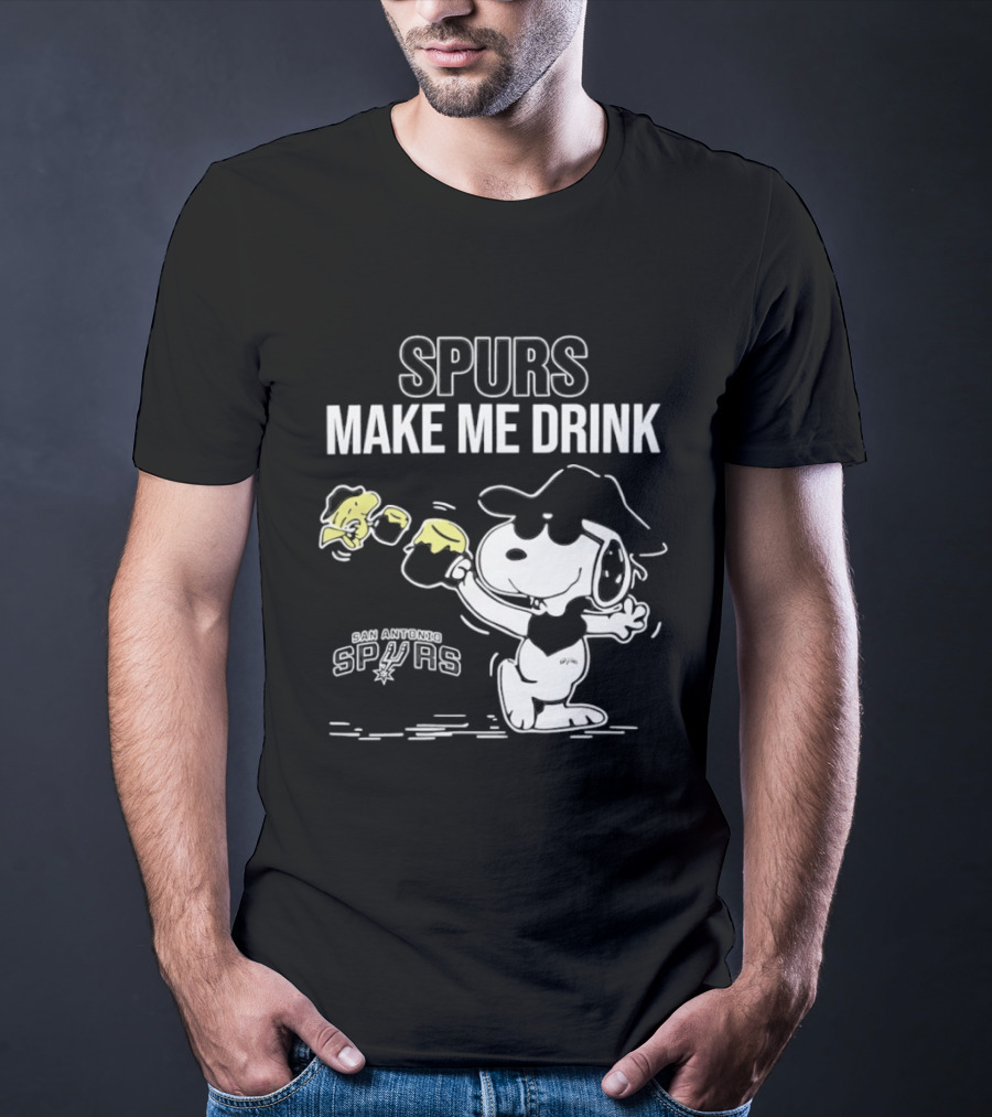 Snoopy Cowboy Spurs Make Me Drink San Antonio Spurs T-Shirt