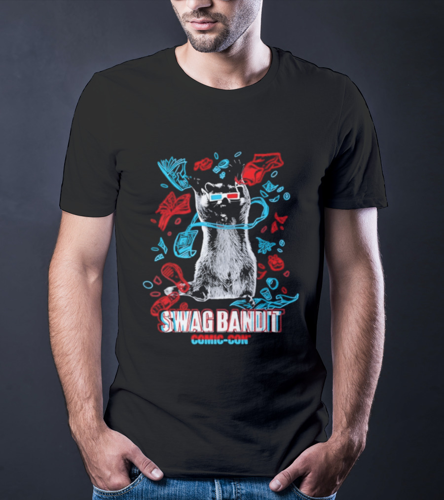 Swag Bandit Comic Con Raccoon 3D Glasses T-Shirt