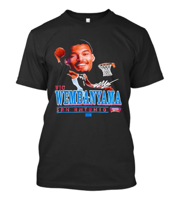 Vic Wembanyama Dunking San Antonio Spurs Autograph T-Shirt