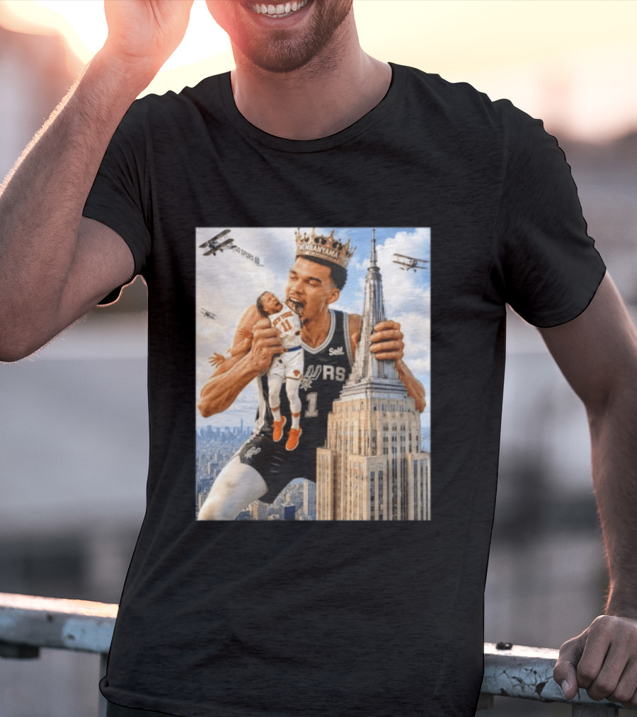 Victor Wembanyama Spurs Empire State Building Jalen Brunson Let's Go Spurs T-Shirt