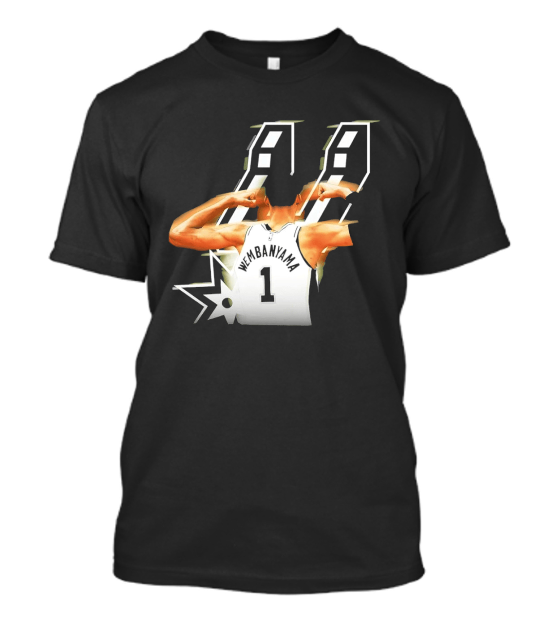 Wembanyama Flexing Back View Number 1 San Antonio Spurs NBA T-Shirt