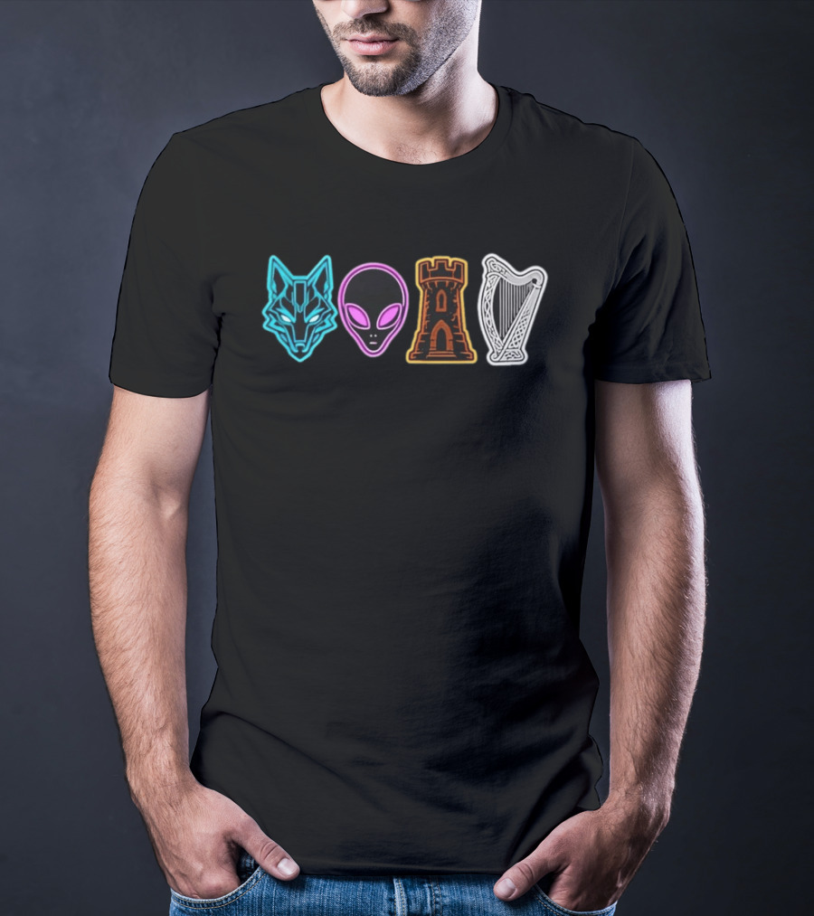 Wolf Alien Castle Harp T-Shirt