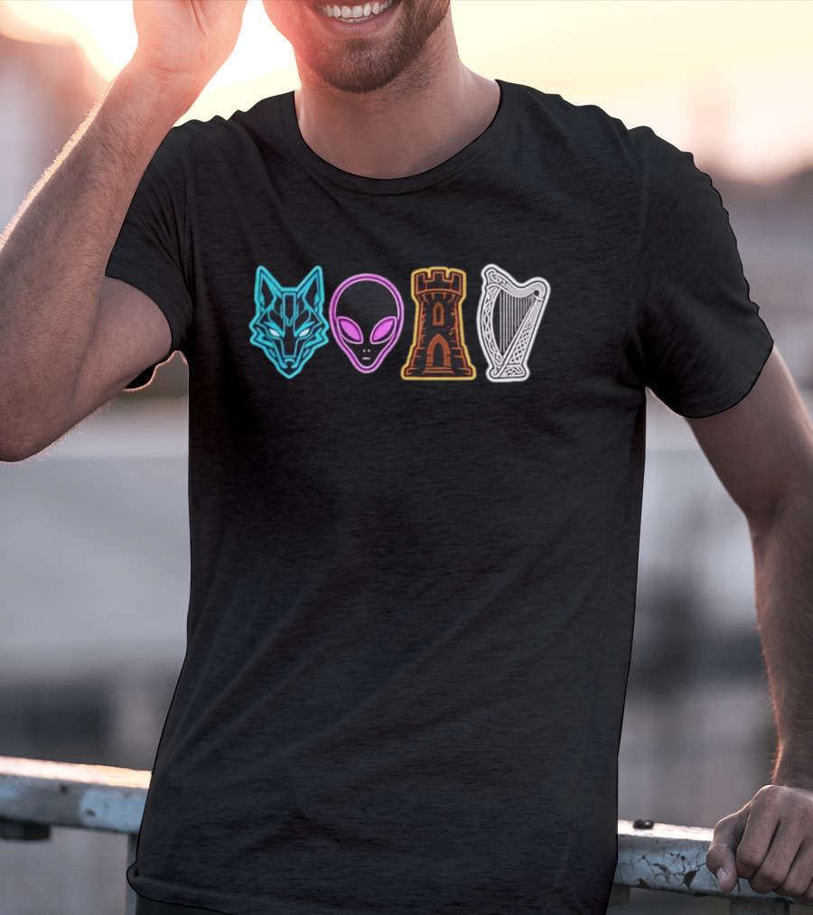 Wolf Alien Castle Harp T-Shirt