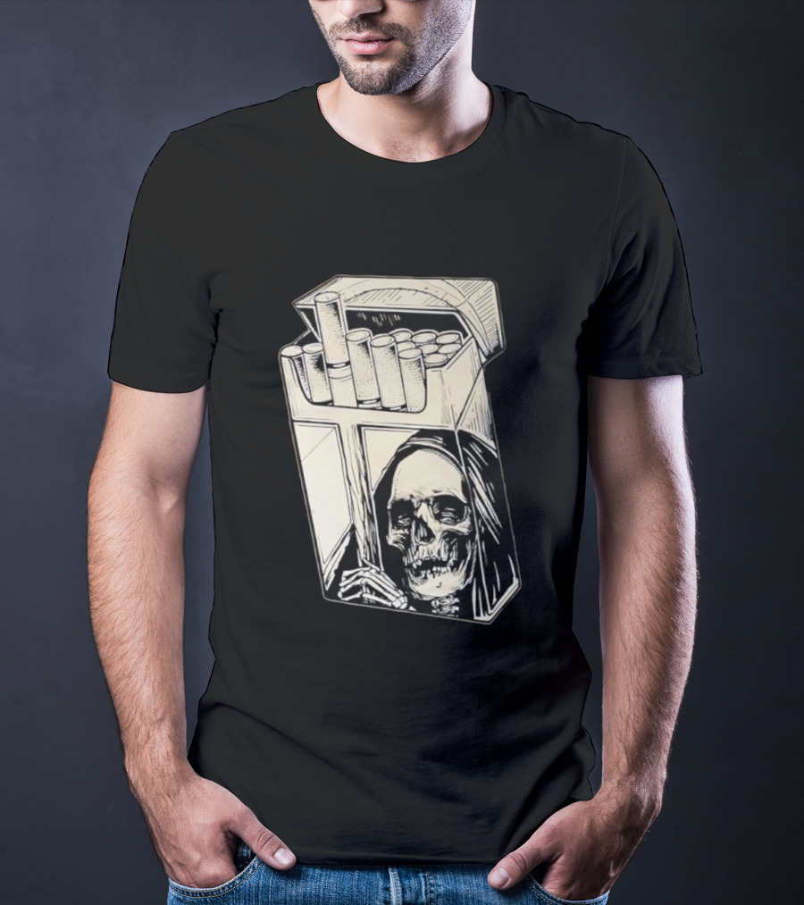 Grim Reaper Smoking Cigarette Pack T-Shirt