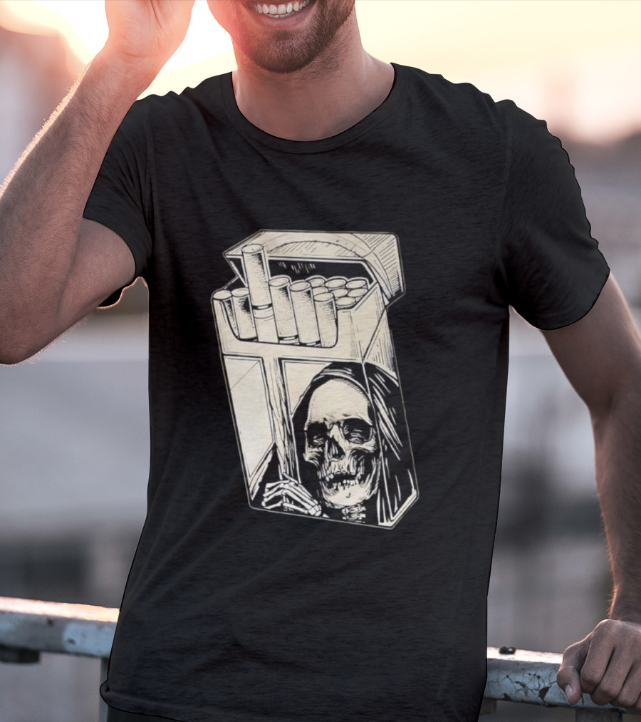 Grim Reaper Smoking Cigarette Pack T-Shirt