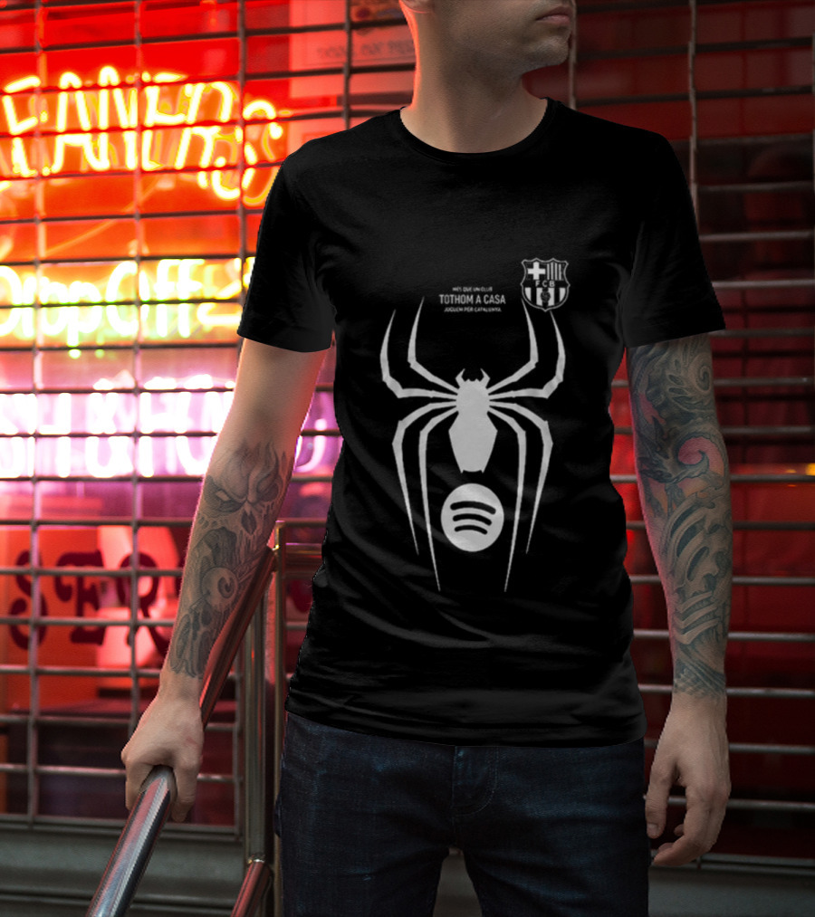 Barcelona Spider Man Venom Julian Alvarez Black Jersey Spotify T-Shirt
