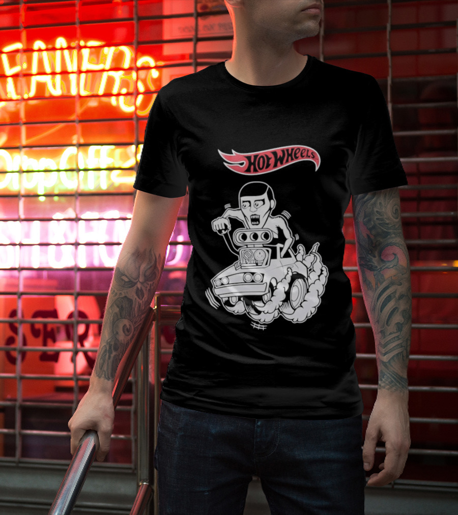 Hot Wheels Racing Car Driver Black Flame T-Shirt