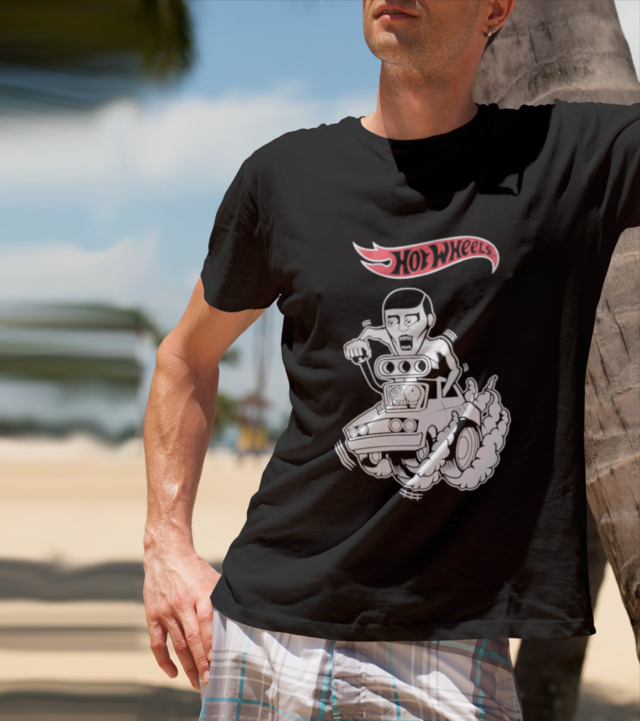 Hot Wheels Racing Car Driver Black Flame T-Shirt