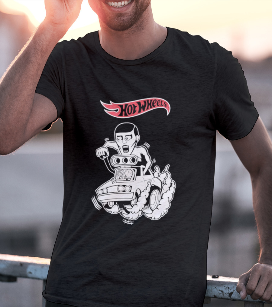 Hot Wheels Racing Car Driver Black Flame T-Shirt