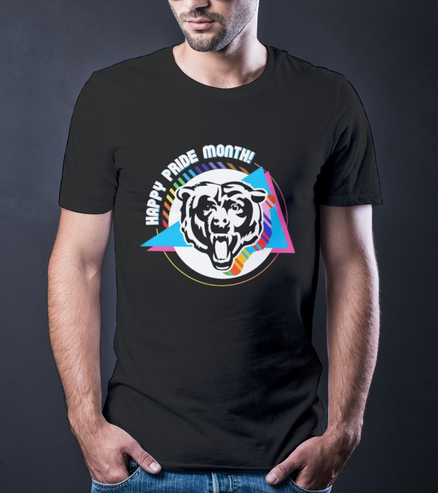 Chicago Bears Happy Pride Month Rainbow Triangle Celebration T-Shirt