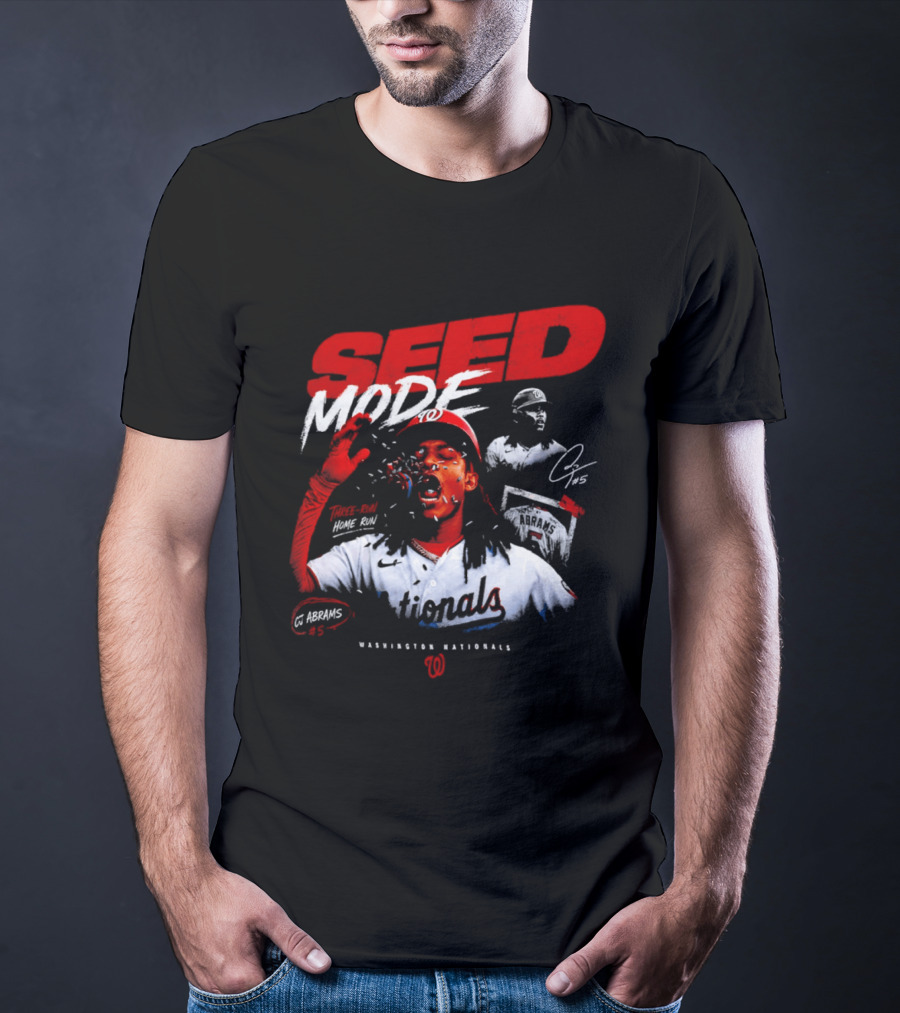 CJ Abrams Washington Nationals Seed Mode Baseball MLB Player Number 5 T-Shirt