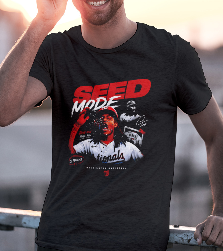 CJ Abrams Washington Nationals Seed Mode Baseball MLB Player Number 5 T-Shirt