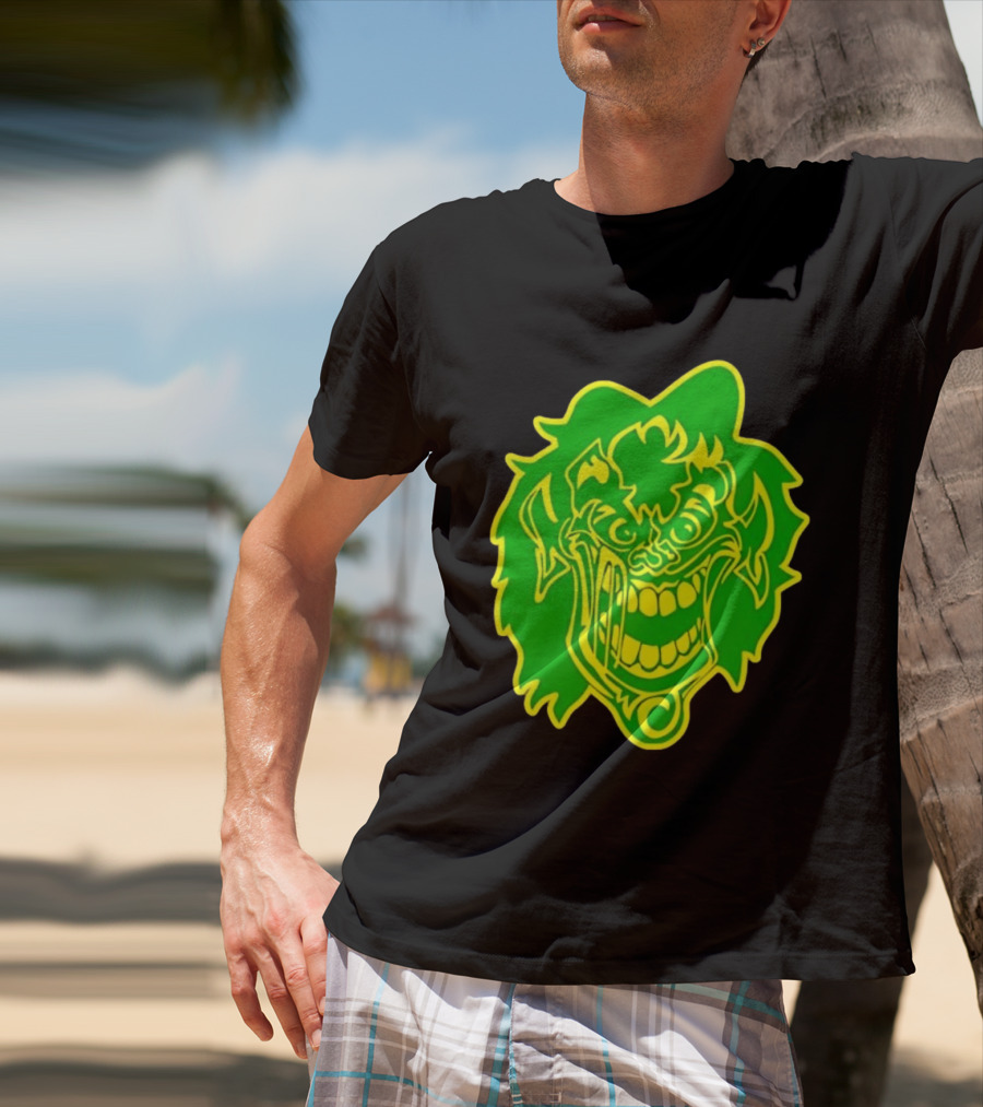 Insane Clown Posse Hatchetman Wicked Clown Face Neon Green Yellow T-Shirt