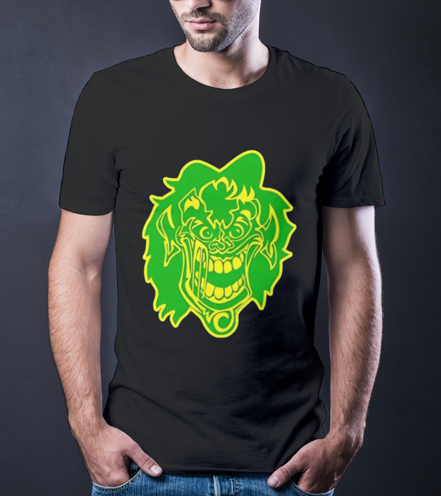 Insane Clown Posse Hatchetman Wicked Clown Face Neon Green Yellow T-Shirt