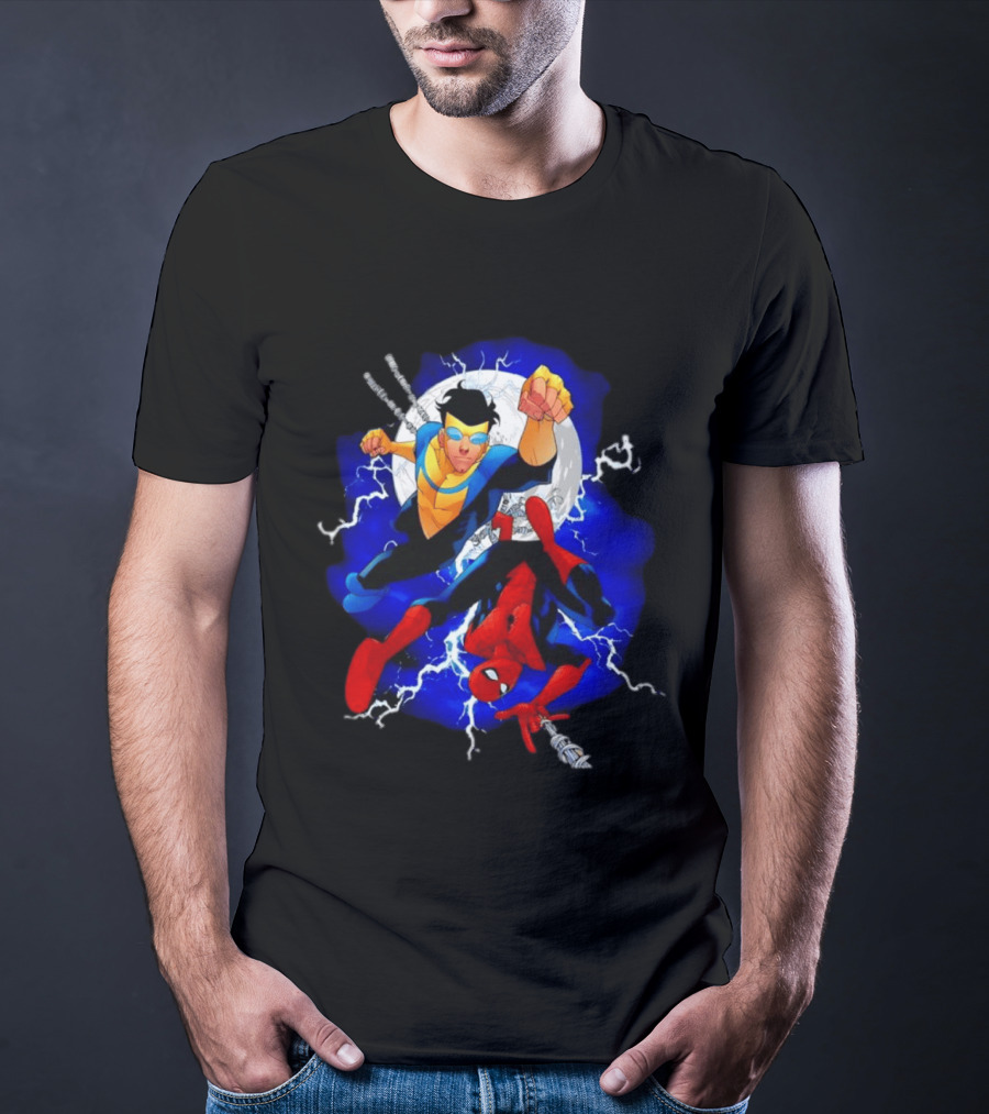 Invincible Spider Man Marvel Comics Crossover Action Hero Dynamic Duo T-Shirt