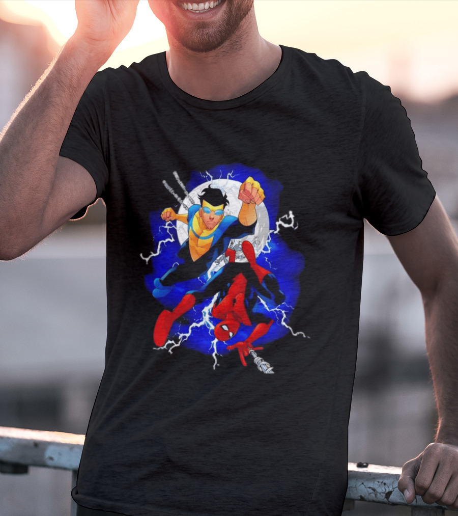 Invincible Spider Man Marvel Comics Crossover Action Hero Dynamic Duo T-Shirt