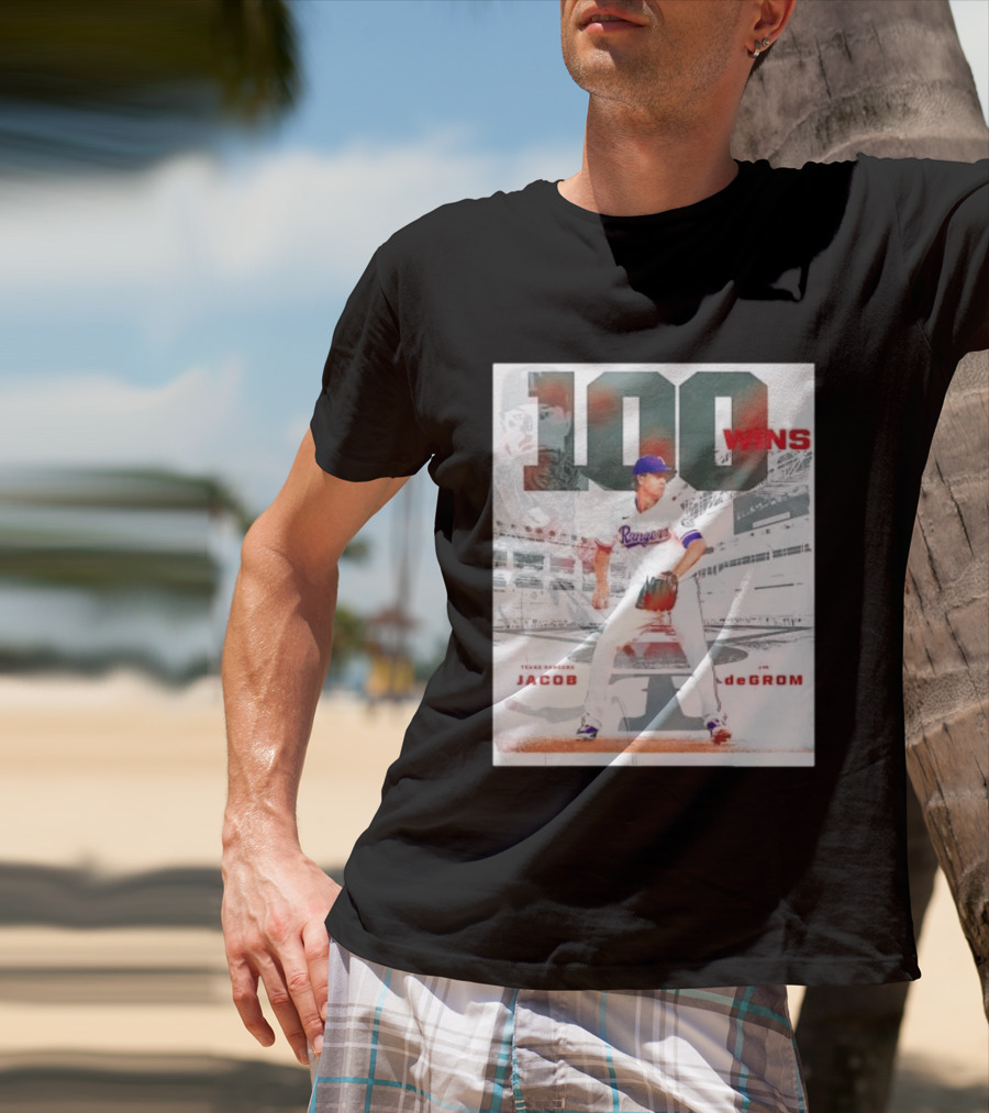 Texas Rangers Jacob DeGrom 100 Wins Achievement Baseball Celebration T-Shirt