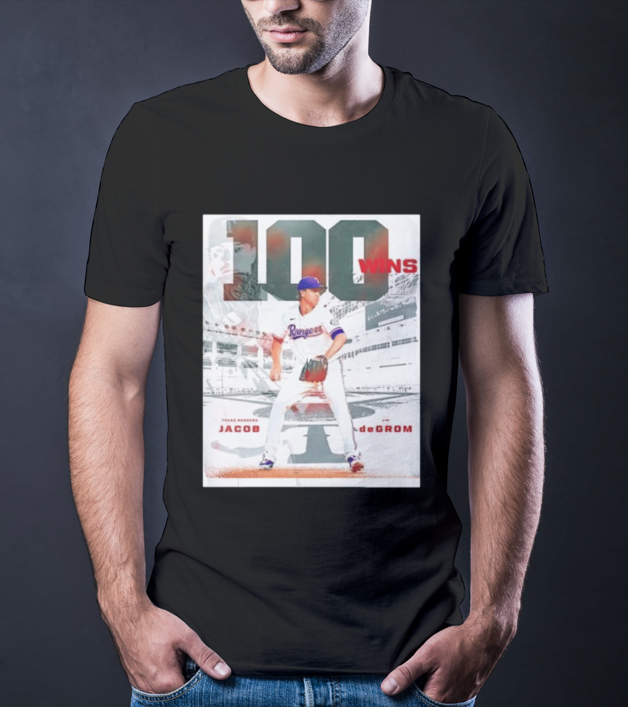 Texas Rangers Jacob DeGrom 100 Wins Achievement Baseball Celebration T-Shirt