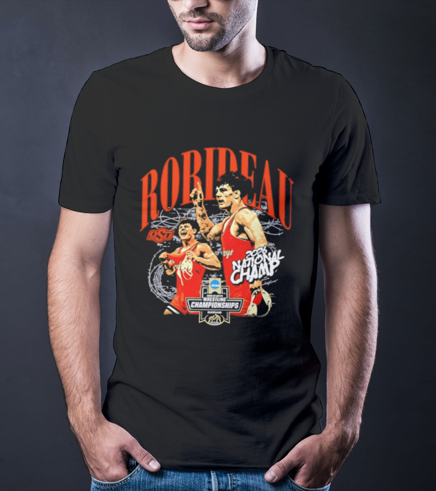 Landon Robideau Oklahoma State Wrestling 2026 National Champ Robideau NCAA T-Shirt