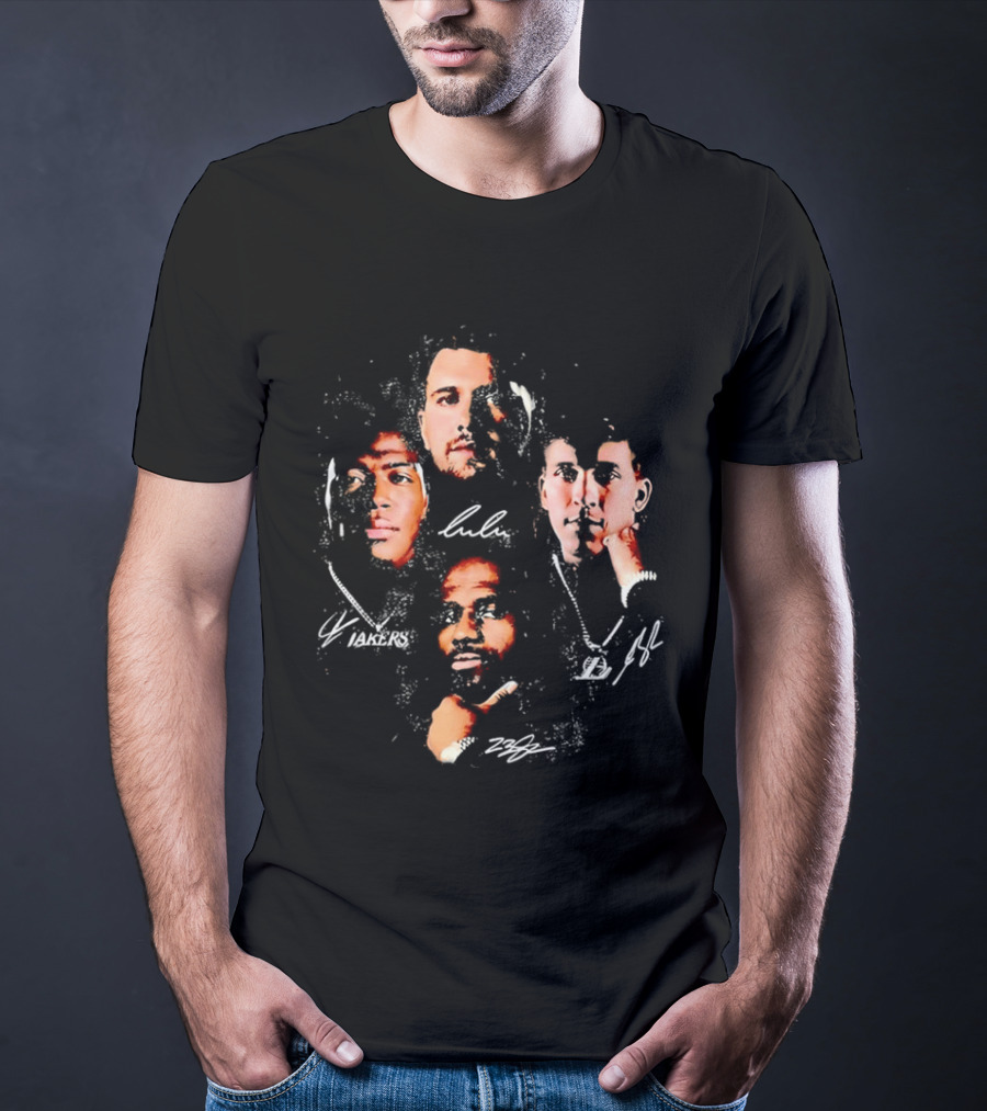 Lulu Lakers 23 Collage Featuring Iconic Player Portraits And Signature T-Shirt