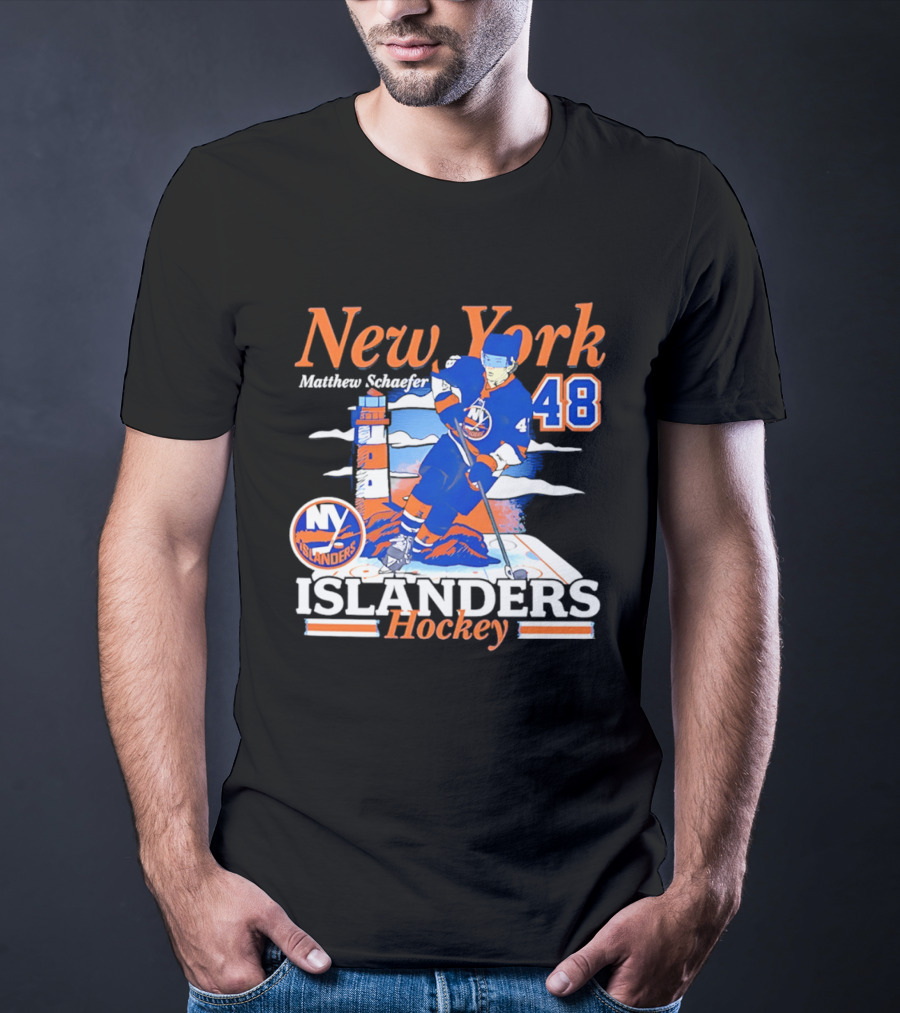 New York Islanders Matthew Schaefer 48 Hockey Team T-Shirt