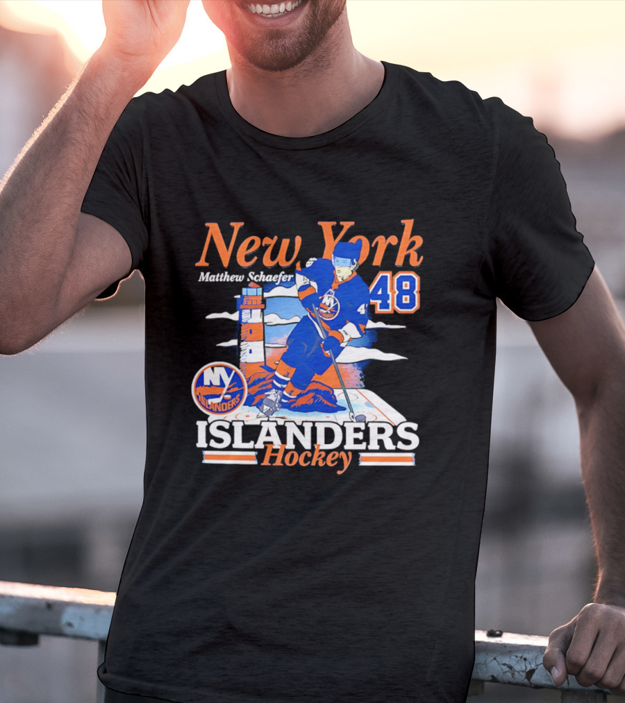 New York Islanders Matthew Schaefer 48 Hockey Team T-Shirt