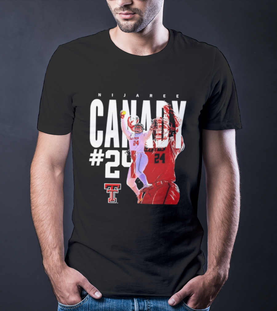 NiJaree Canady 24 Texas Tech Softball Player Pose With Team T-Shirt
