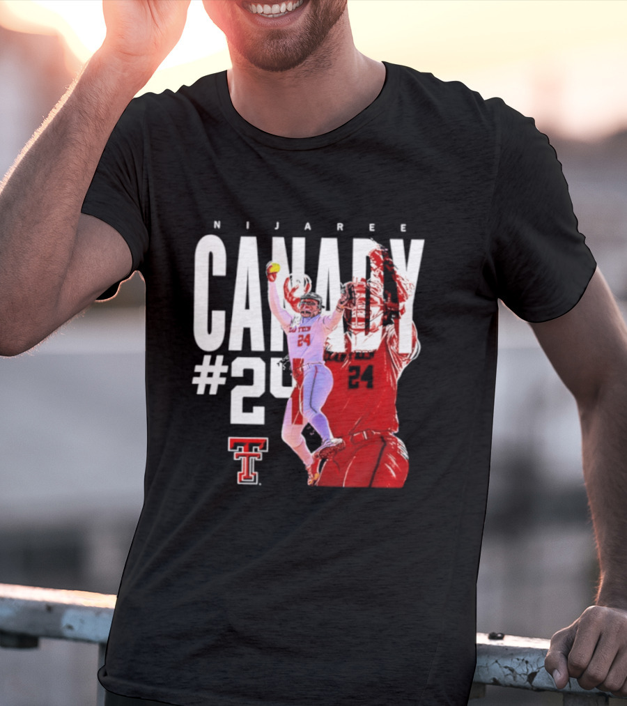 NiJaree Canady 24 Texas Tech Softball Player Pose With Team T-Shirt