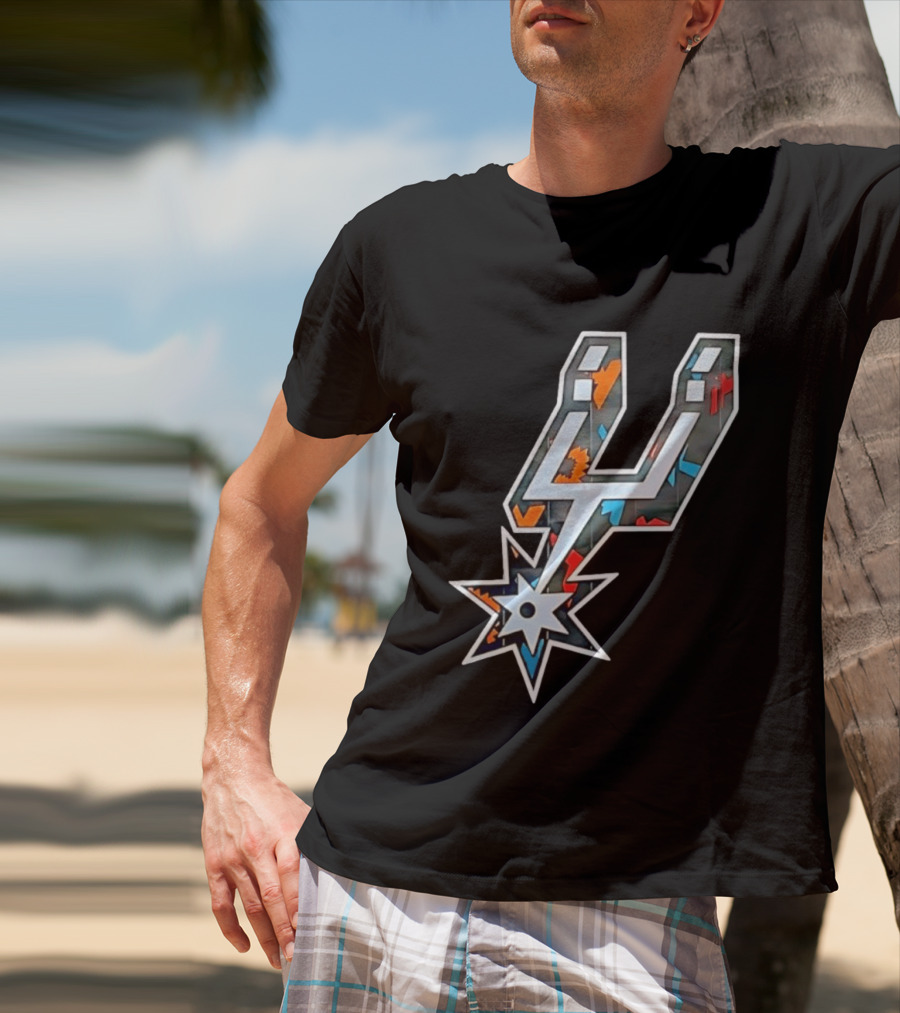 San Antonio Spurs Fiesta Colors Iconic Basketball T-Shirt