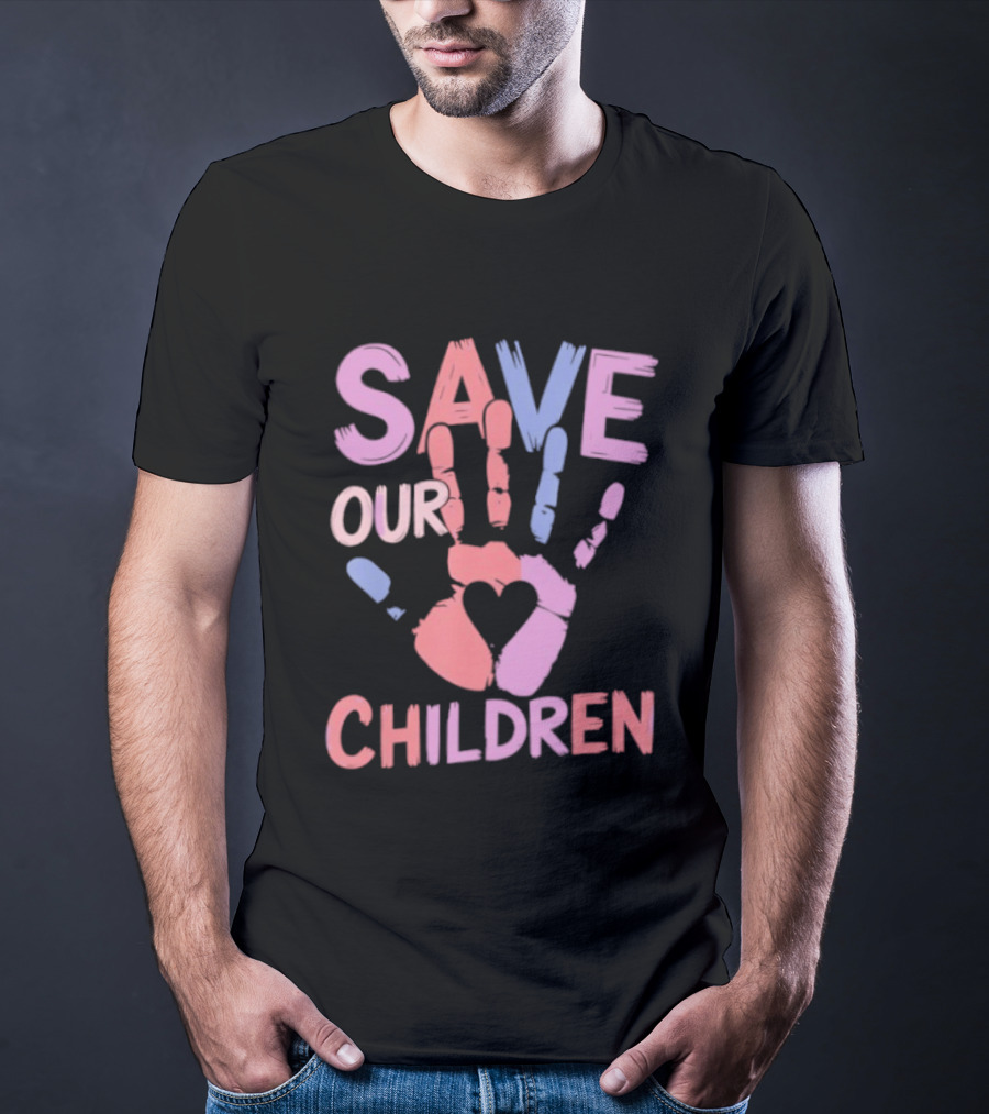 Save Our Children End Human Trafficking Awareness Handprint Heart T-Shirt
