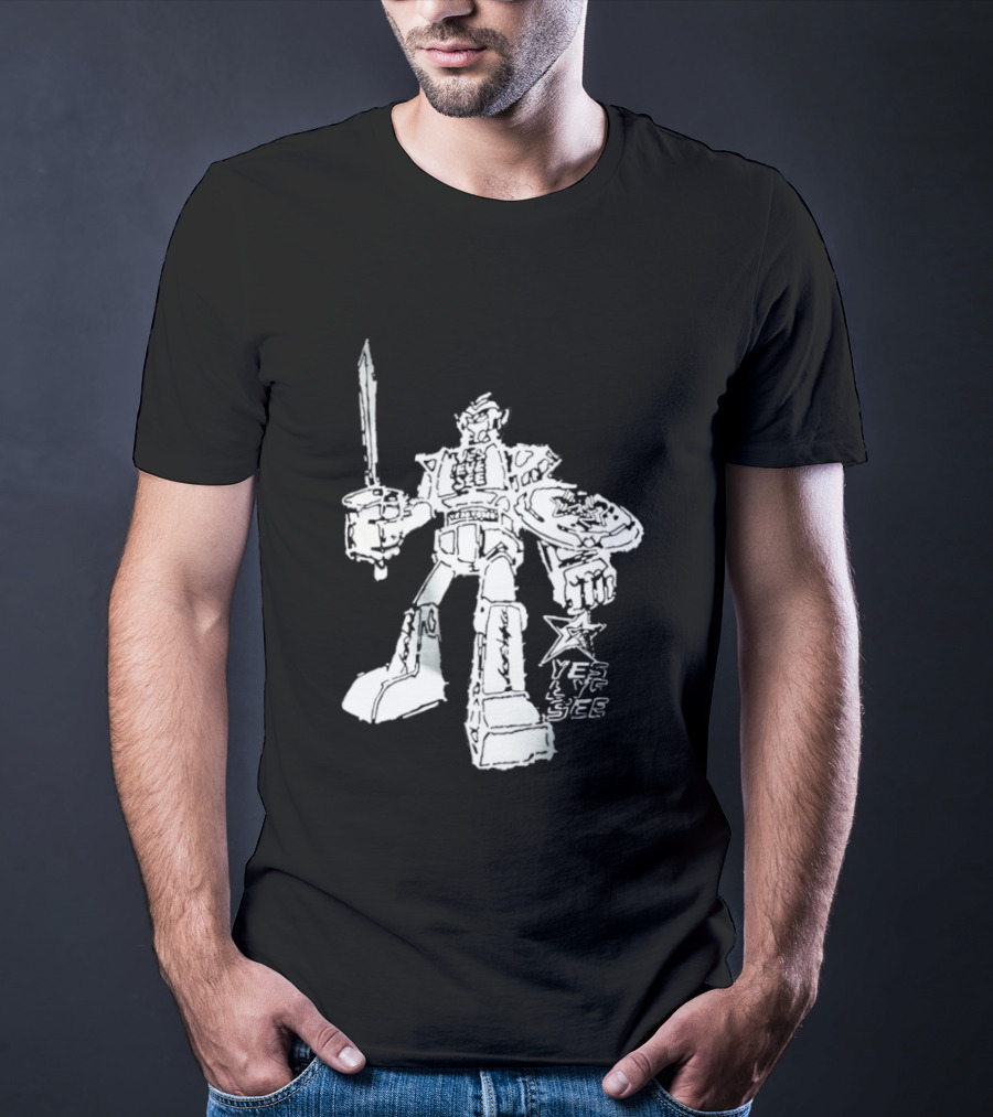 Yes Eye See Robot With Sword Shield Star T-Shirt