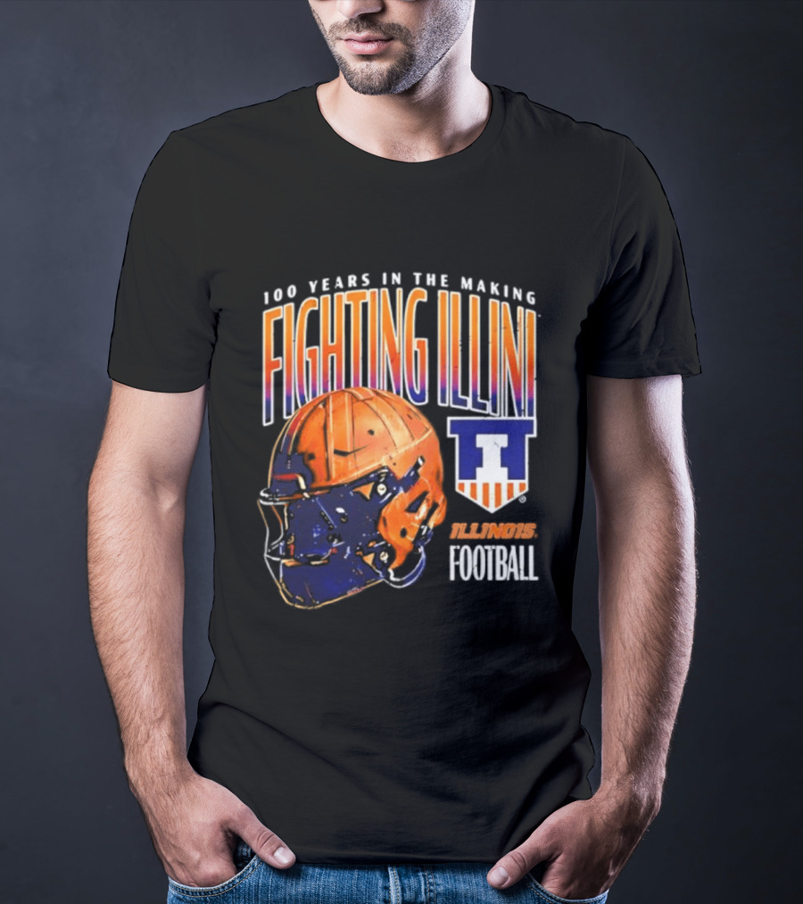 Fighting Illini 100 Years In The Making 2023 Illinois Football Helmet T-Shirt