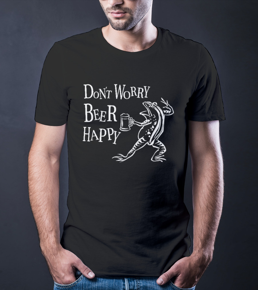Don't Worry Beer Happy Frog Holding T-Shirt