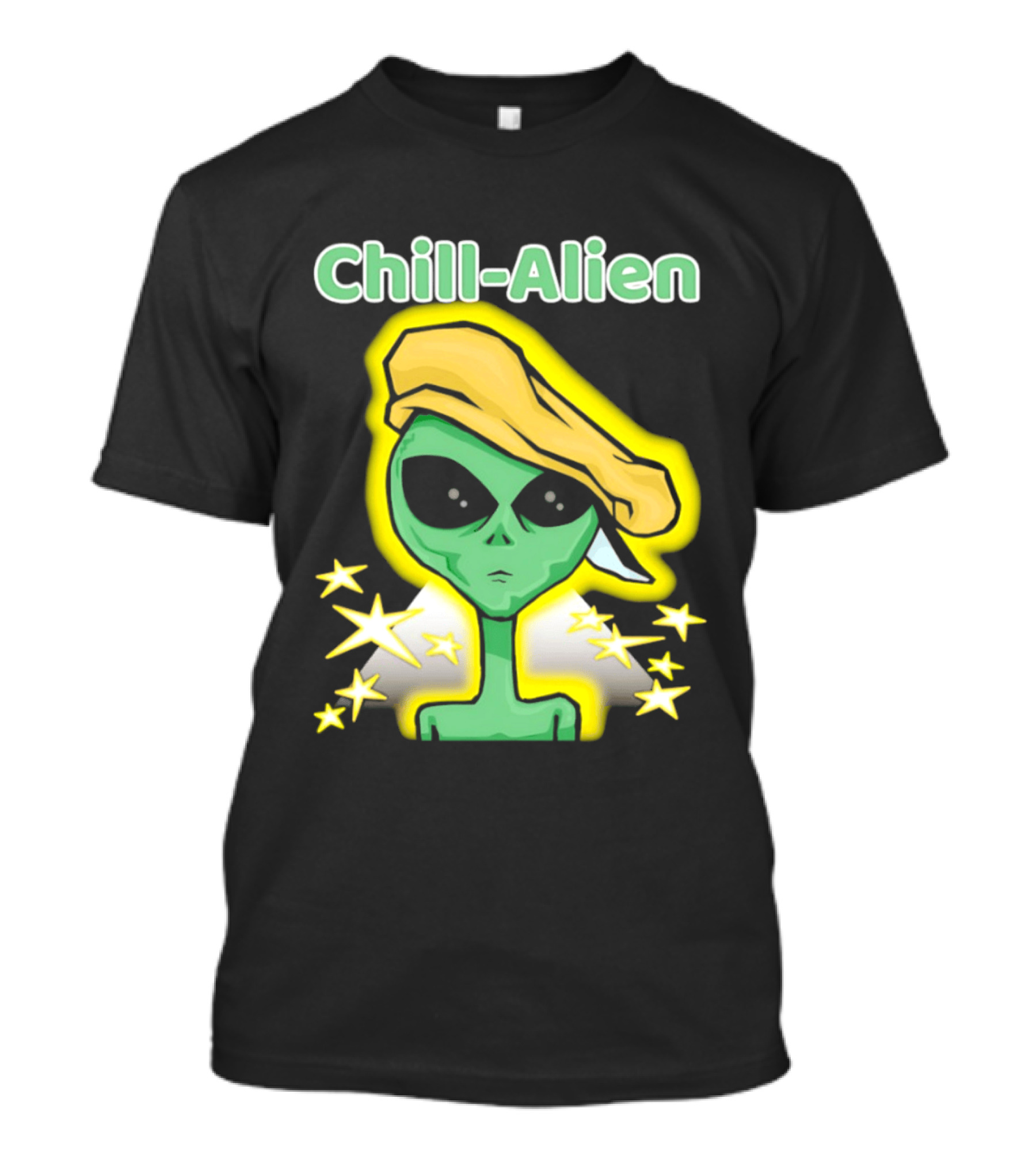 Chill Alien Beret Hat Stars Glow T-Shirt