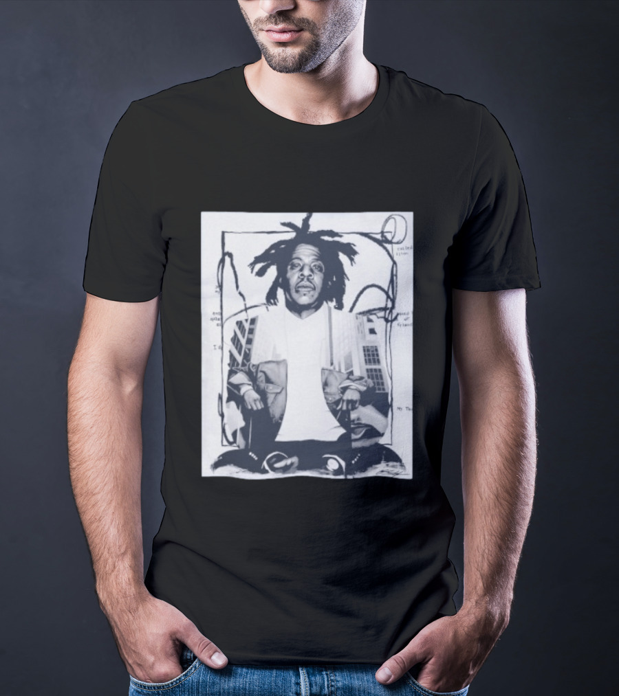 JAY Z Urban Style Portrait With Dreadlocks And Cityscape T-Shirt