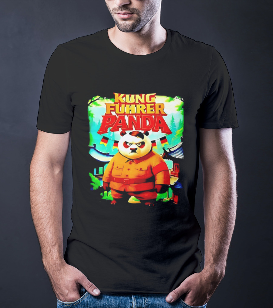 Kung Fuhrer Panda Military Styled Bear With Flags T-Shirt
