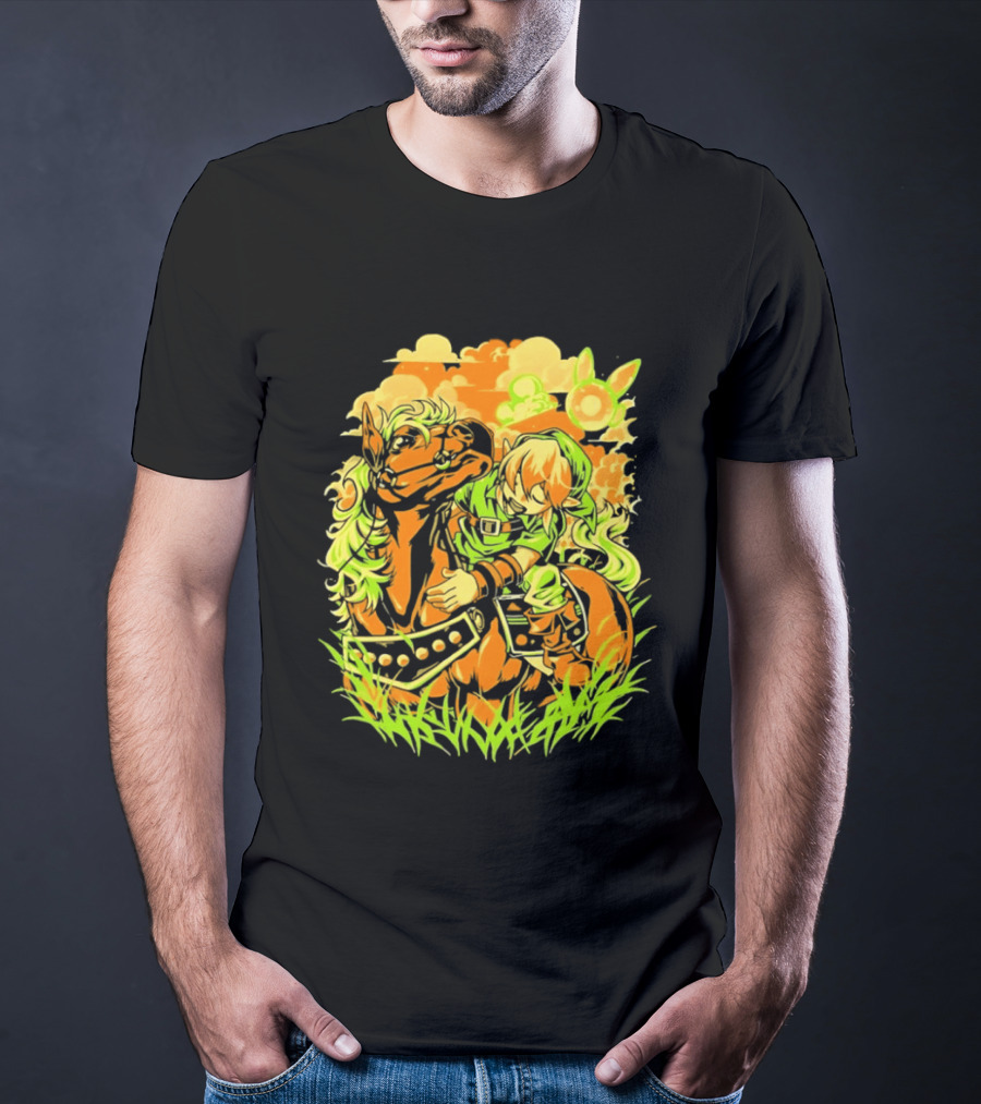 Legend Of Zelda Link And Epona Journey Through Hyrule Fields Adventure T-Shirt