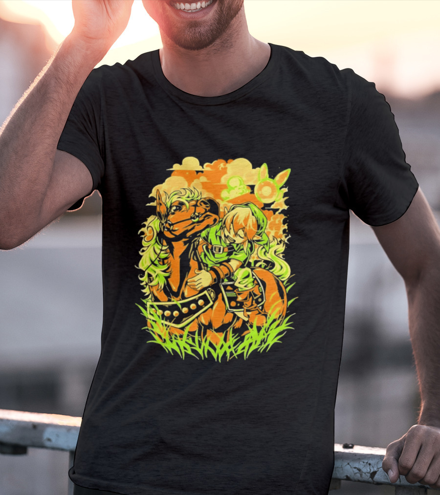 Legend Of Zelda Link And Epona Journey Through Hyrule Fields Adventure T-Shirt