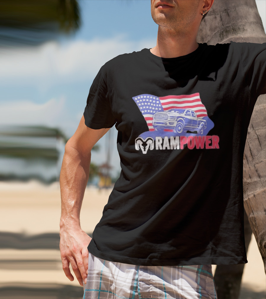 Ram Power American Flag Truck Patriot T-Shirt