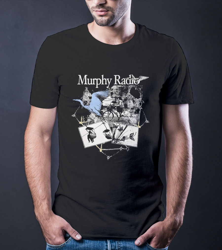 Murphy Radio Bicycle Bird Nature Sketch Montage Wildlife Collage T-Shirt