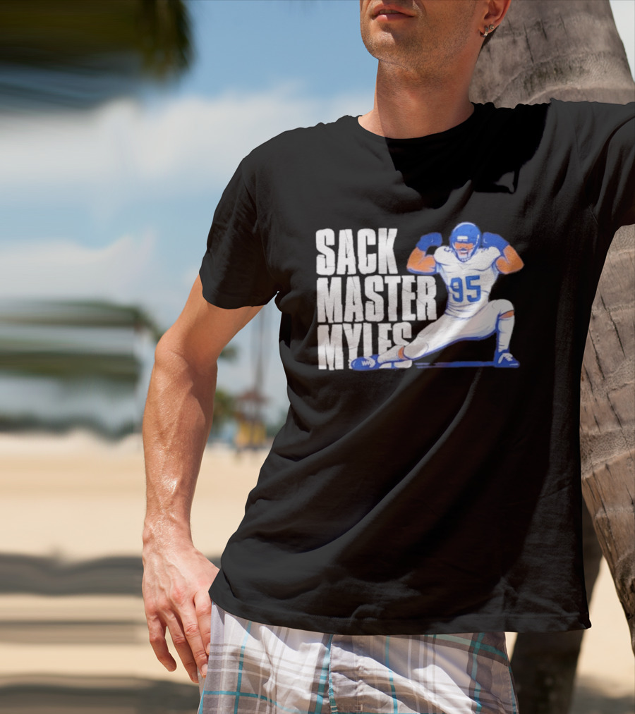 Myles 95 Sack Master Football Pose T-Shirt