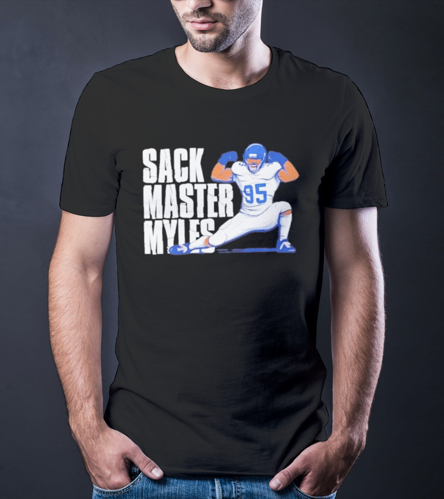 Myles 95 Sack Master Football Pose T-Shirt