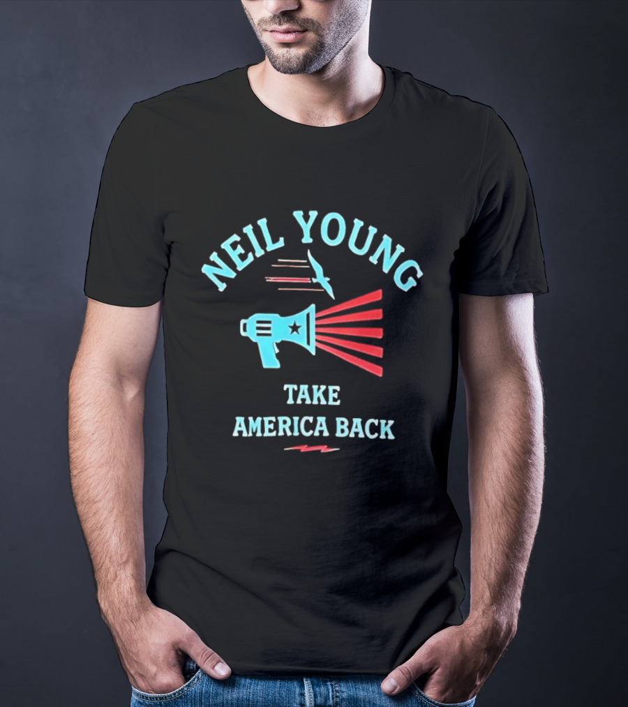 Neil Young Take America Back Megaphone And Bird T-Shirt