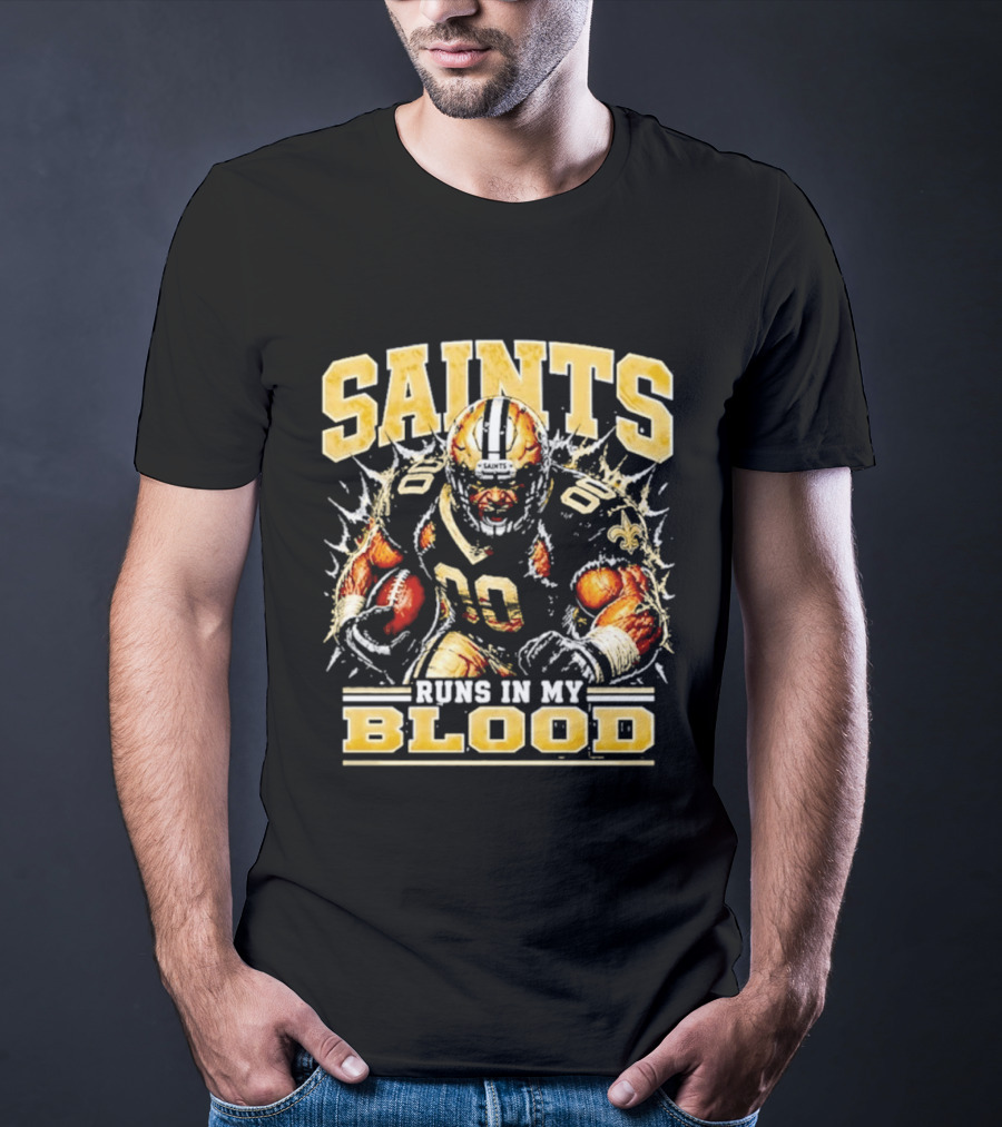 New Orleans Saints Football Runs In My Blood Team Player T-Shirt